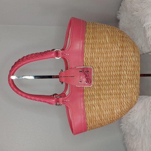 Coach Hand Woven Straw & Leather Small Tote Bag - Picture 5 of 13